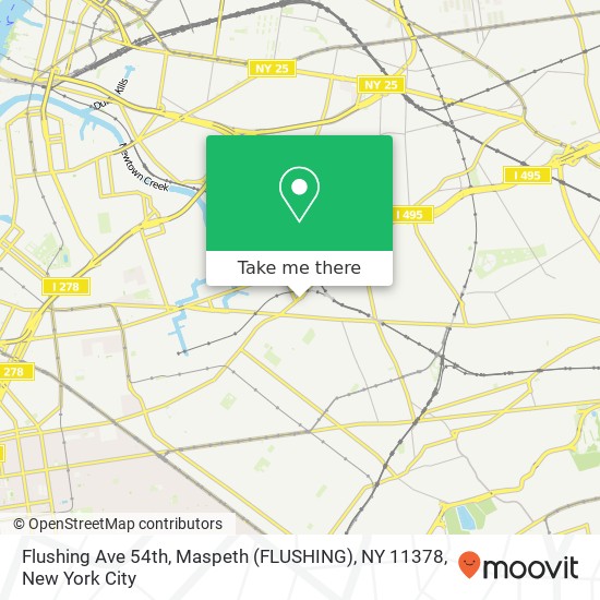 Mapa de Flushing Ave 54th, Maspeth (FLUSHING), NY 11378