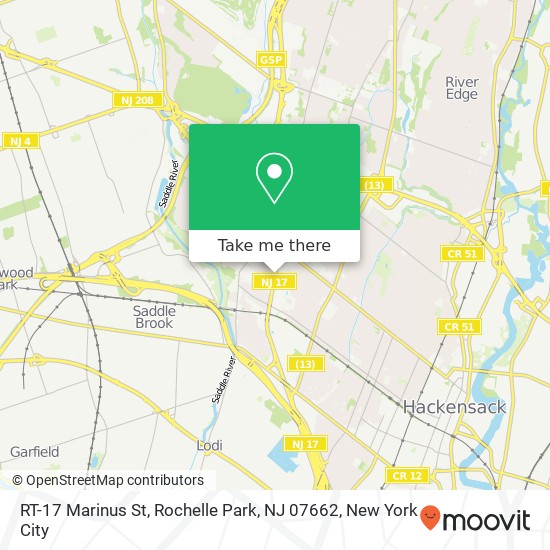 Mapa de RT-17 Marinus St, Rochelle Park, NJ 07662