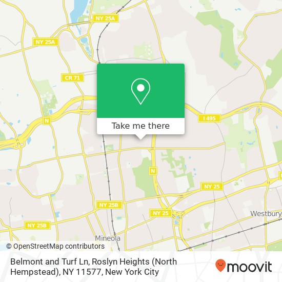 Mapa de Belmont and Turf Ln, Roslyn Heights (North Hempstead), NY 11577
