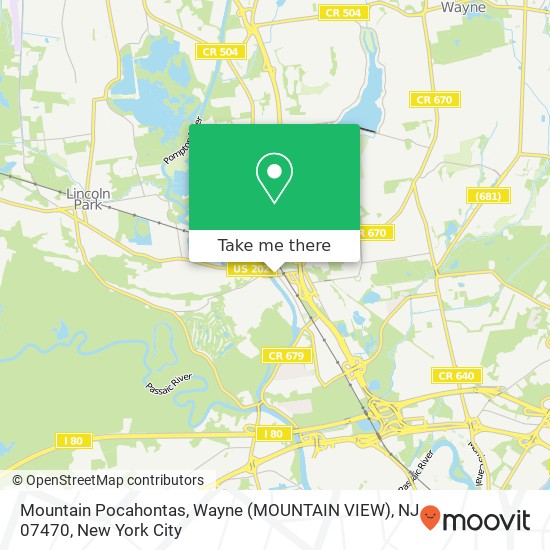 Mapa de Mountain Pocahontas, Wayne (MOUNTAIN VIEW), NJ 07470