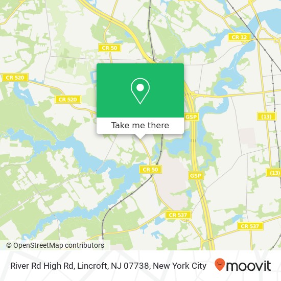 Mapa de River Rd High Rd, Lincroft, NJ 07738