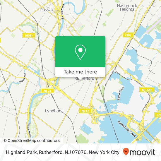 Mapa de Highland Park, Rutherford, NJ 07070