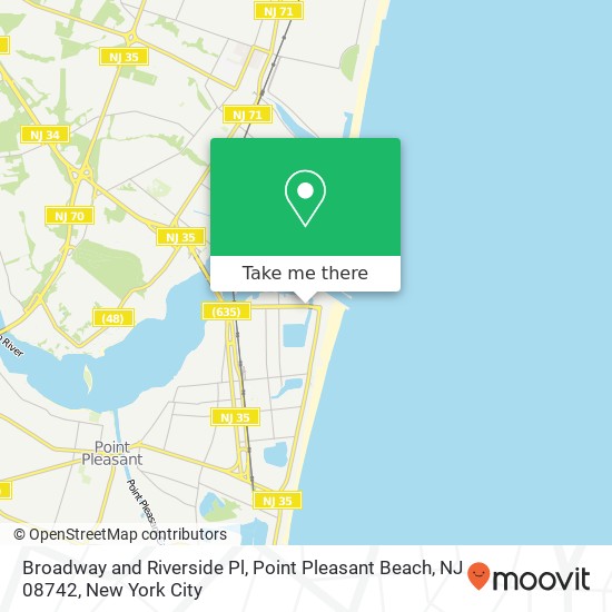 Broadway and Riverside Pl, Point Pleasant Beach, NJ 08742 map