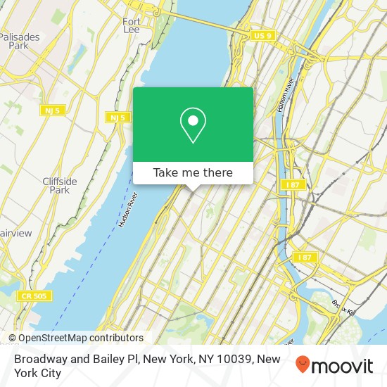 Mapa de Broadway and Bailey Pl, New York, NY 10039