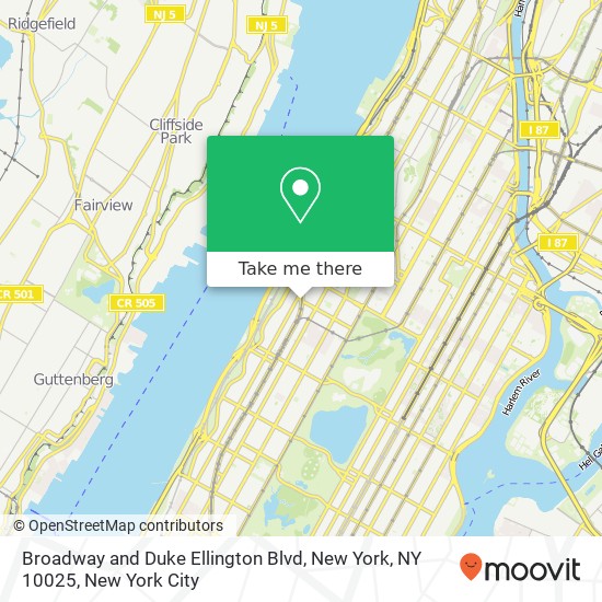 Broadway and Duke Ellington Blvd, New York, NY 10025 map