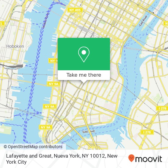 Lafayette and Great, Nueva York, NY 10012 map