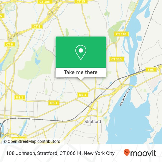 Mapa de 108 Johnson, Stratford, CT 06614