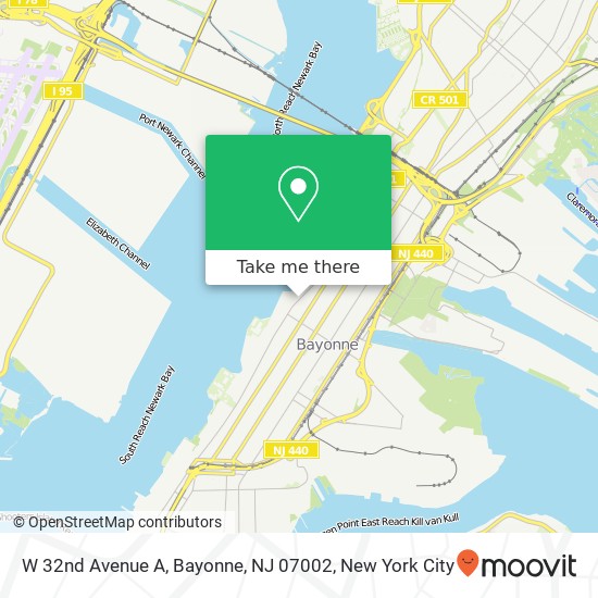 Mapa de W 32nd Avenue A, Bayonne, NJ 07002