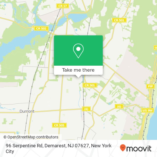 Mapa de 96 Serpentine Rd, Demarest, NJ 07627