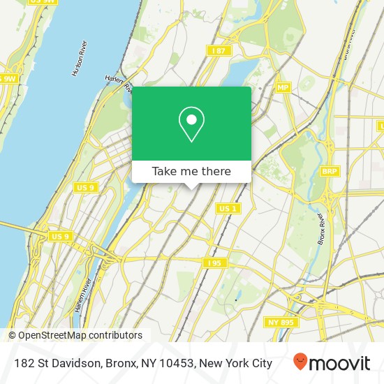 Mapa de 182 St Davidson, Bronx, NY 10453