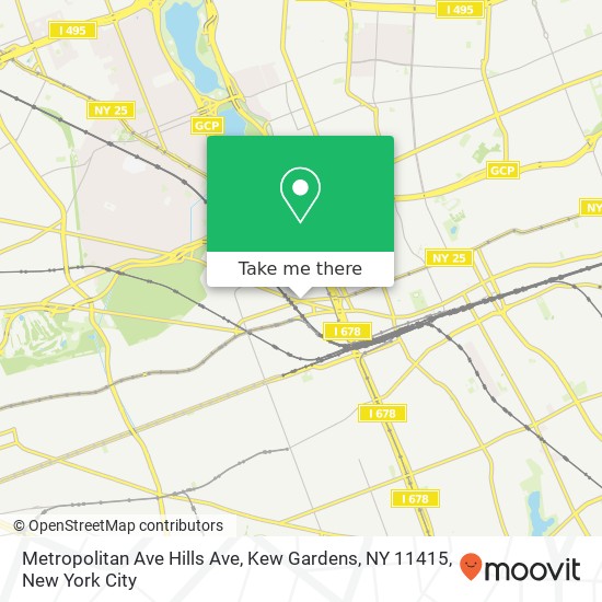 Mapa de Metropolitan Ave Hills Ave, Kew Gardens, NY 11415