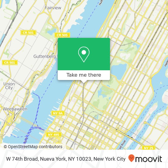 Mapa de W 74th Broad, Nueva York, NY 10023