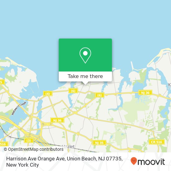 Harrison Ave Orange Ave, Union Beach, NJ 07735 map