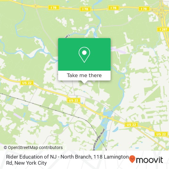 Rider Education of NJ - North Branch, 118 Lamington Rd map