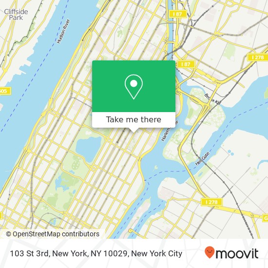 Mapa de 103 St 3rd, New York, NY 10029