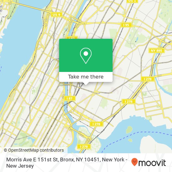 Mapa de Morris Ave E 151st St, Bronx, NY 10451