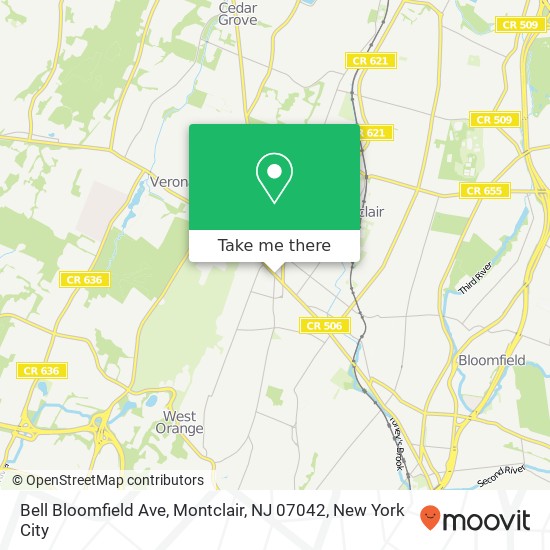 Mapa de Bell Bloomfield Ave, Montclair, NJ 07042
