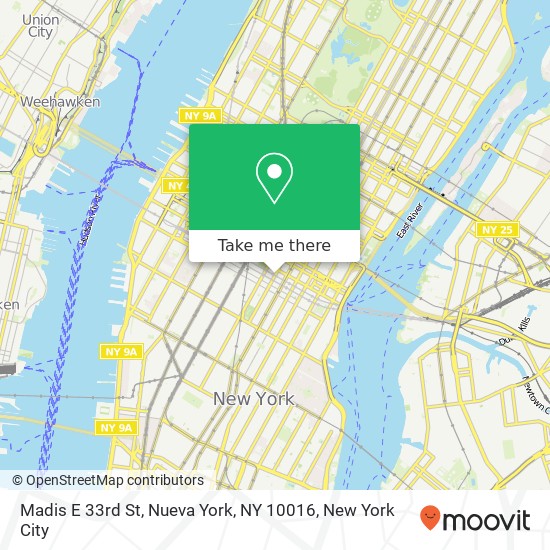Mapa de Madis E 33rd St, Nueva York, NY 10016