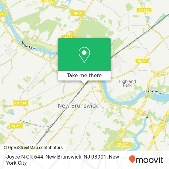 Mapa de Joyce N CR-644, New Brunswick, NJ 08901