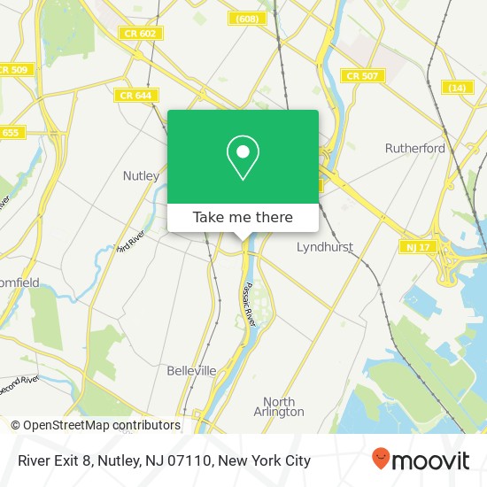 Mapa de River Exit 8, Nutley, NJ 07110