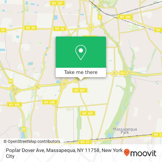 Mapa de Poplar Dover Ave, Massapequa, NY 11758