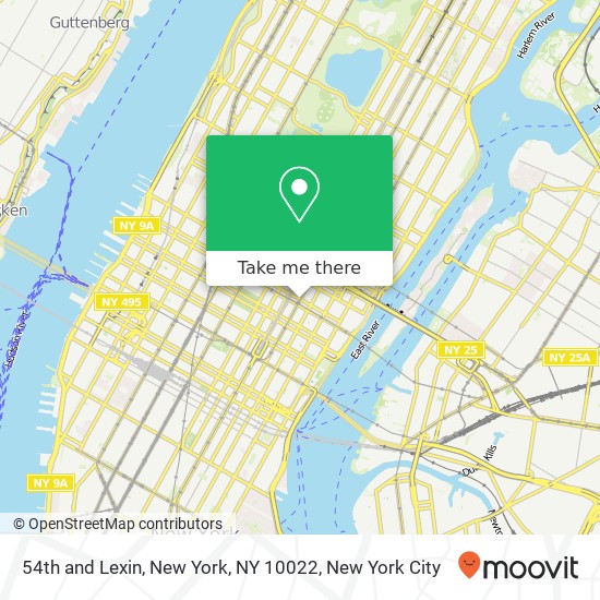 54th and Lexin, New York, NY 10022 map