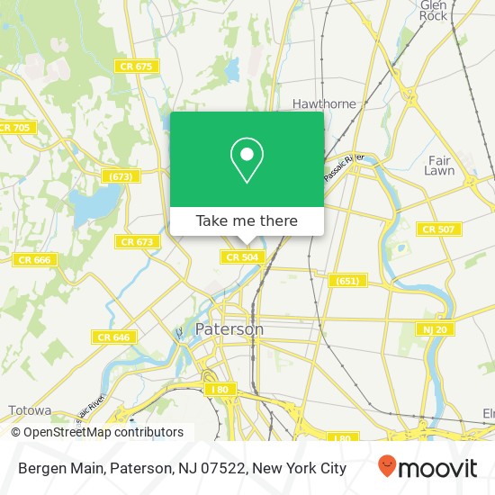Mapa de Bergen Main, Paterson, NJ 07522