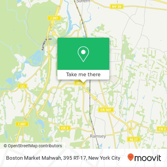 Boston Market Mahwah, 395 RT-17 map