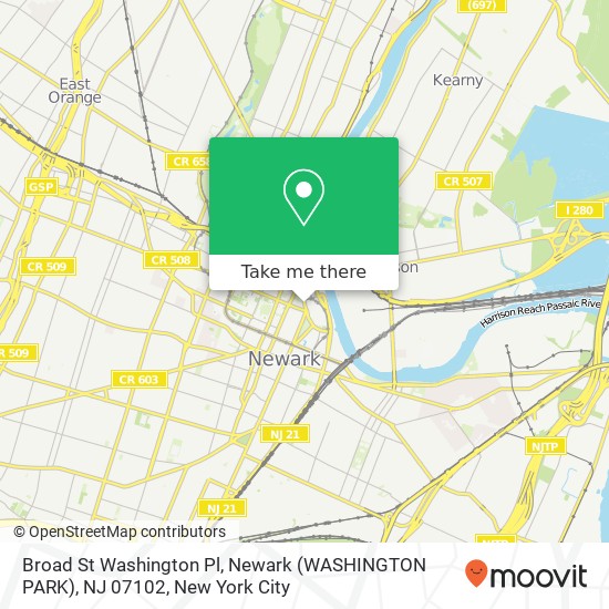 Broad St Washington Pl, Newark (WASHINGTON PARK), NJ 07102 map