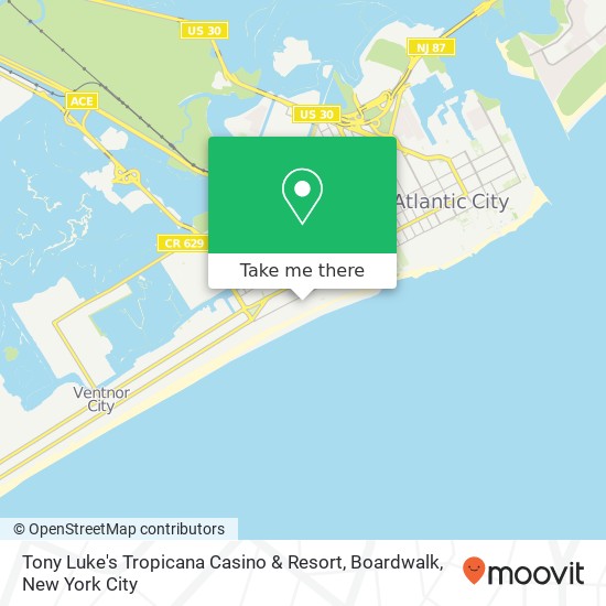 Mapa de Tony Luke's Tropicana Casino & Resort, Boardwalk