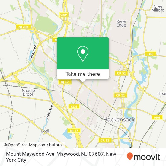 Mapa de Mount Maywood Ave, Maywood, NJ 07607