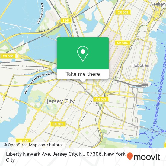 Mapa de Liberty Newark Ave, Jersey City, NJ 07306