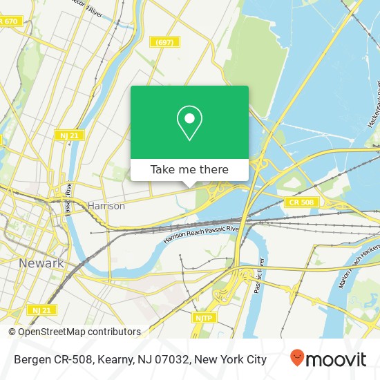 Mapa de Bergen CR-508, Kearny, NJ 07032