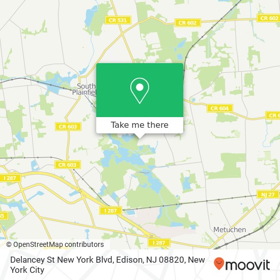 Mapa de Delancey St New York Blvd, Edison, NJ 08820