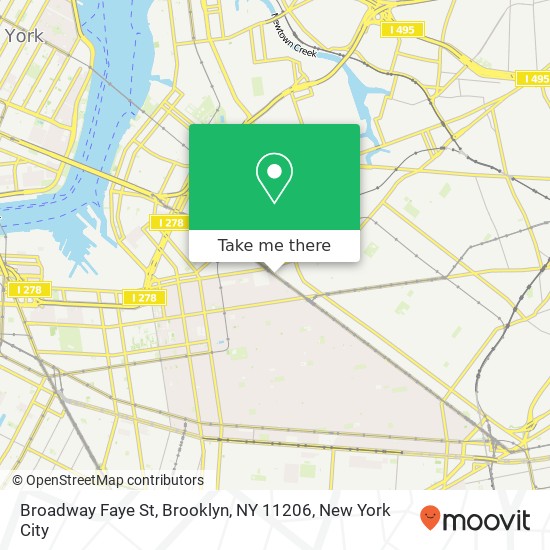 Mapa de Broadway Faye St, Brooklyn, NY 11206