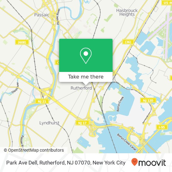 Mapa de Park Ave Dell, Rutherford, NJ 07070