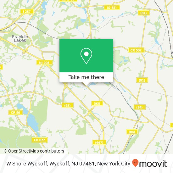 Mapa de W Shore Wyckoff, Wyckoff, NJ 07481