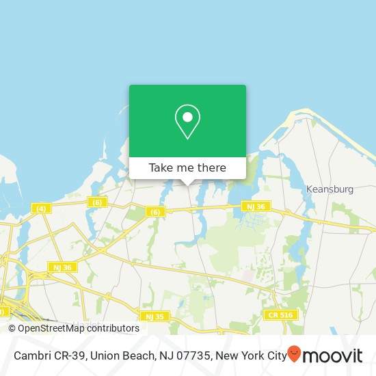 Mapa de Cambri CR-39, Union Beach, NJ 07735