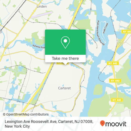 Mapa de Lexington Ave Roosevelt Ave, Carteret, NJ 07008