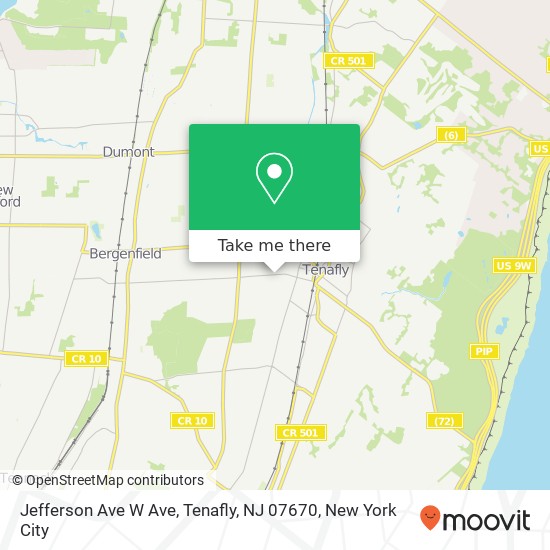 Mapa de Jefferson Ave W Ave, Tenafly, NJ 07670