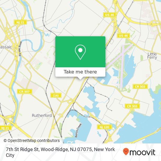 Mapa de 7th St Ridge St, Wood-Ridge, NJ 07075