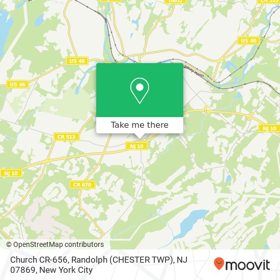 Mapa de Church CR-656, Randolph (CHESTER TWP), NJ 07869