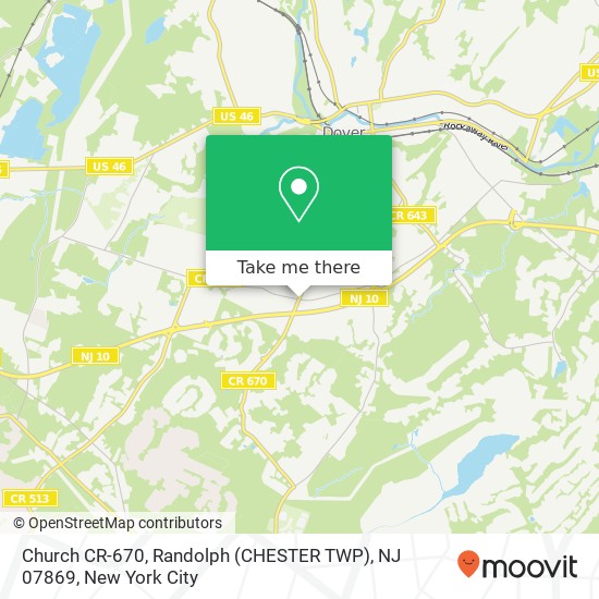 Mapa de Church CR-670, Randolph (CHESTER TWP), NJ 07869