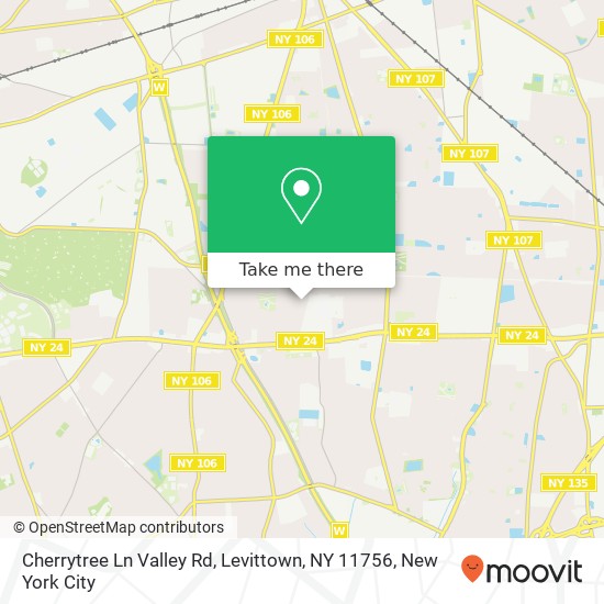 Mapa de Cherrytree Ln Valley Rd, Levittown, NY 11756