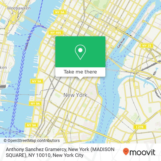 Mapa de Anthony Sanchez Gramercy, New York (MADISON SQUARE), NY 10010