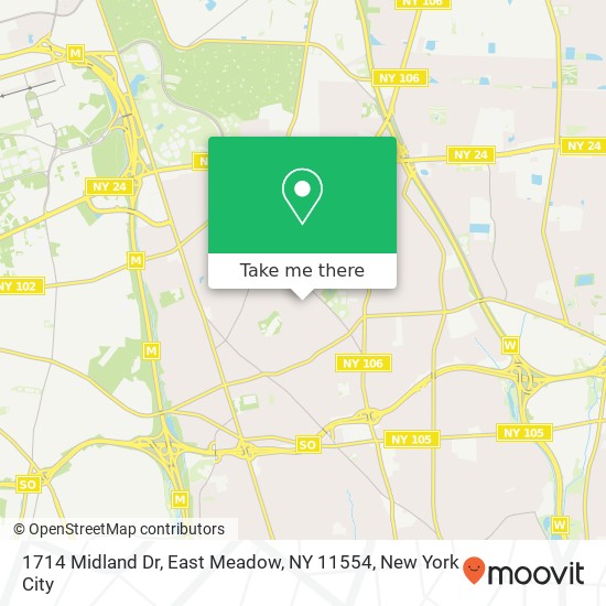 Mapa de 1714 Midland Dr, East Meadow, NY 11554