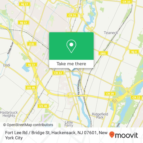 Fort Lee Rd / Bridge St, Hackensack, NJ 07601 map