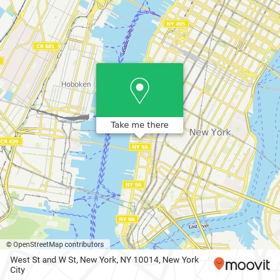 West St and W St, New York, NY 10014 map