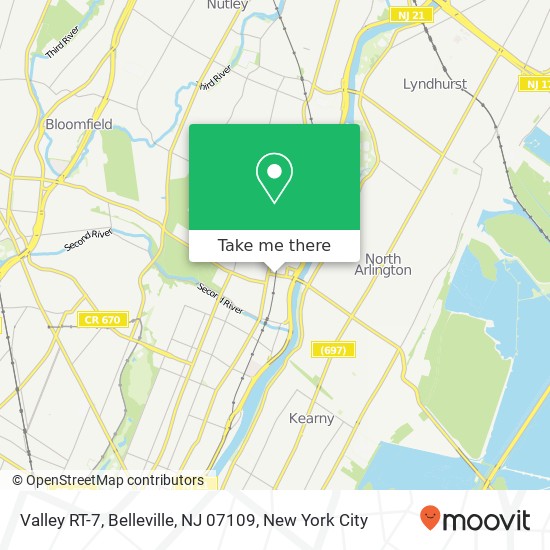 Mapa de Valley RT-7, Belleville, NJ 07109