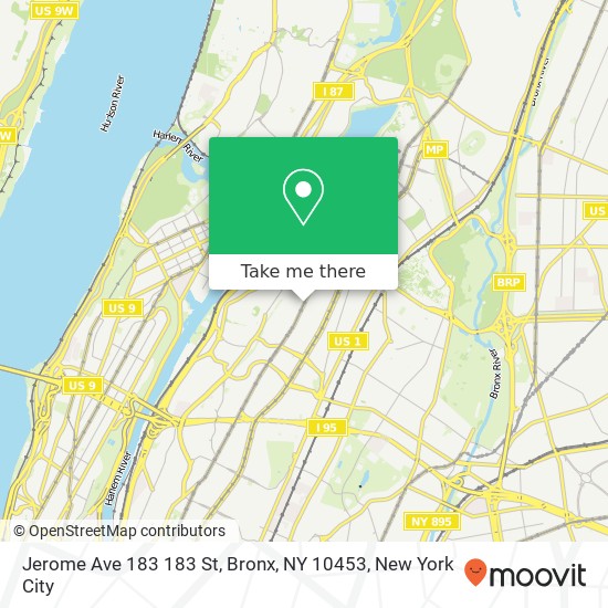 Mapa de Jerome Ave 183 183 St, Bronx, NY 10453
